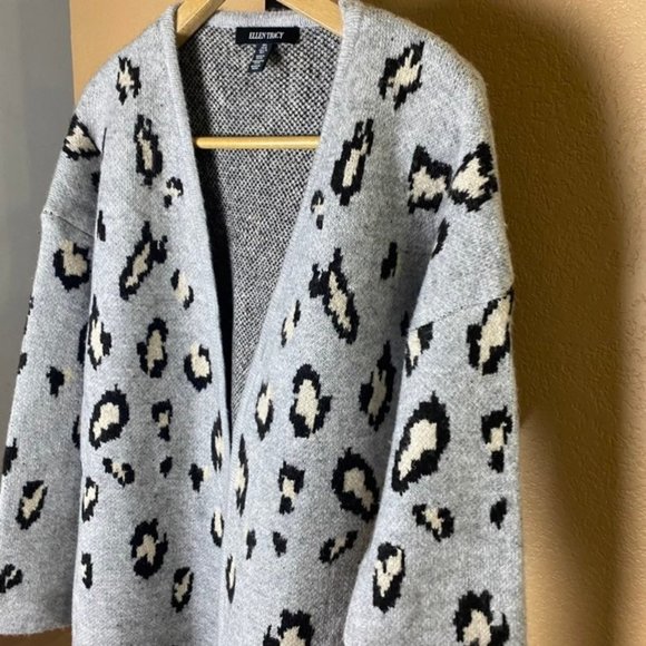 Ellen Tracy leopard long Cardigan duster women's large - Picture 2 of 6